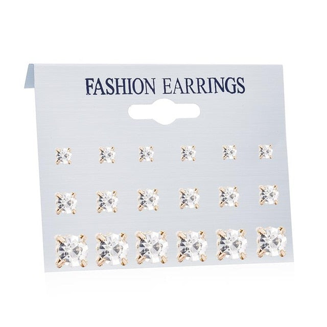 FNIO Women's Earrings Set Pearl Earrings For Women Bohemian Fashion Jewelry 2020 Geometric Crystal Heart Stud Earrings