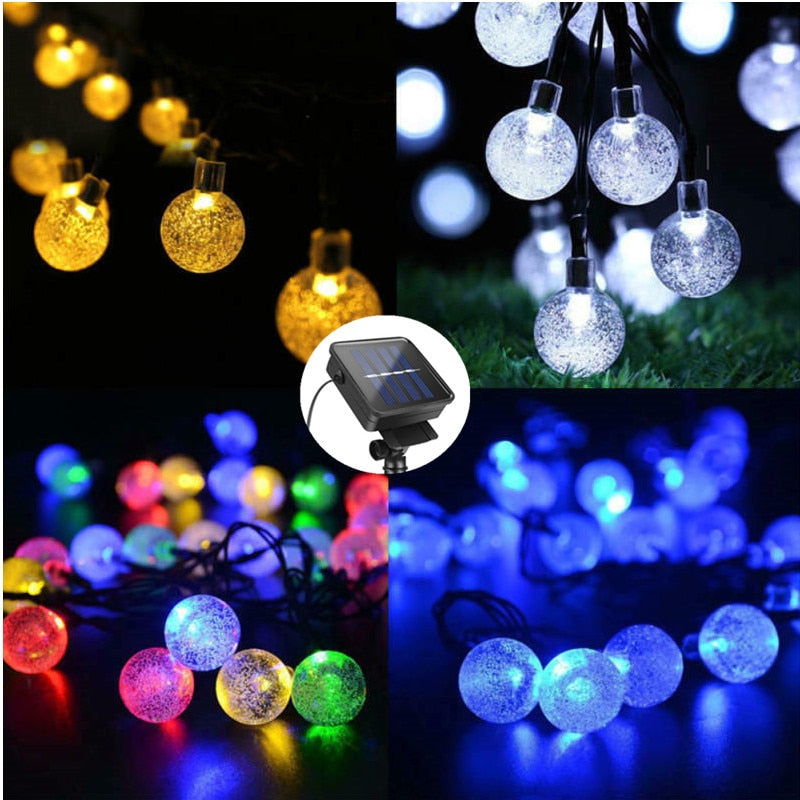 NEW 20/30/50 LED Crystal ball LED Solar Lamp Power LED String Fairy Lights Solar Garlands Garden Christmas Decor For Outdoor