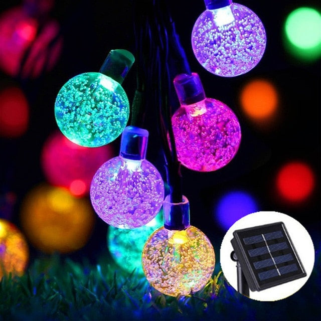 NEW 20/30/50 LED Crystal ball LED Solar Lamp Power LED String Fairy Lights Solar Garlands Garden Christmas Decor For Outdoor