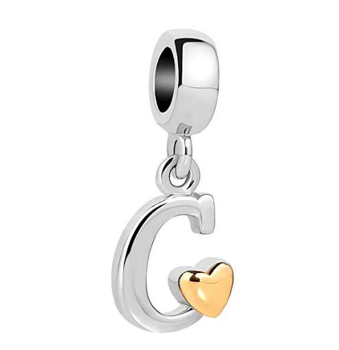 Golden Small Love Lucky Letter A-Z Pendant Charm Bead fit Pandora  charm bracelet female genuine DIY jewelry making