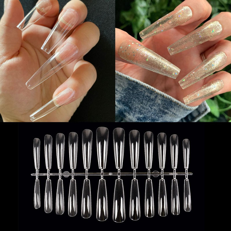 XXL Extra Long Tapered Coffin False Nail Tips Full Cover Nails Fake Tip Press On Salon Manicure Supply