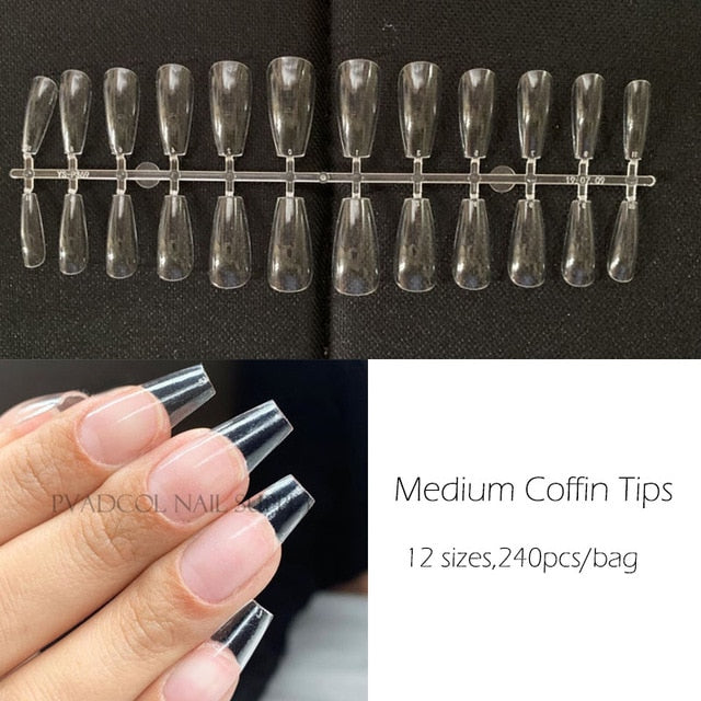 XXL Extra Long Tapered Coffin False Nail Tips Full Cover Nails Fake Tip Press On Salon Manicure Supply