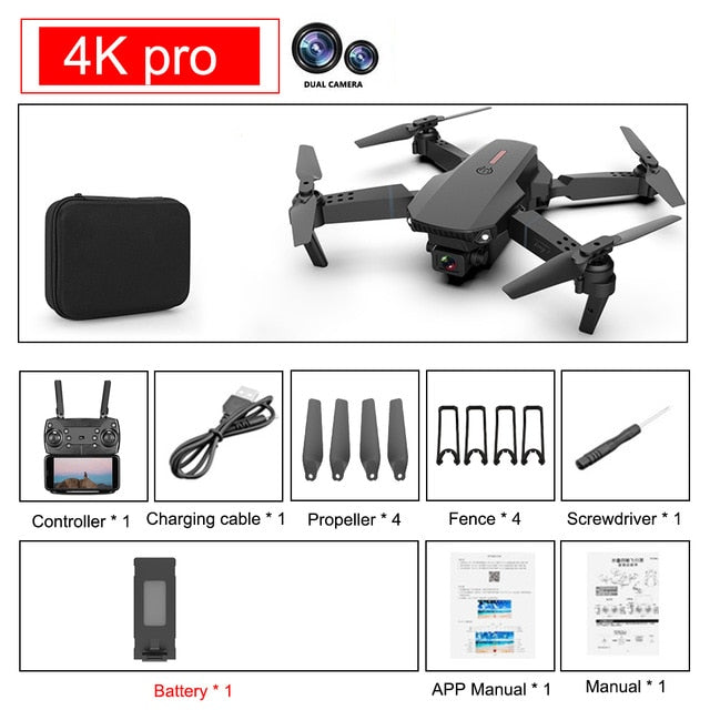 SHAREFUNBAY E88 pro drone 4k HD dual camera visual positioning 1080P WiFi  fpv drone  height preservation rc quadcopter