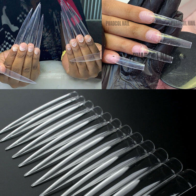 XXL Extra Long Stiletto False Nail Tips Half Cover Nails Fake Tip Salon Manicure Supply