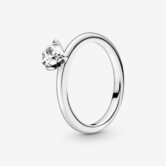 Authentic 925 Sterling Silver Princess Tiara Crown Sparkling Love Heart ,CZ Rings for Women Engagement Jewelry Anniversary