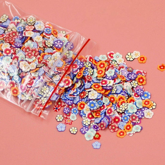 Soft pottery 1000pcs Fruit slices Filler For Nails Art Tips Slime Fruit For Kids Lizun DIY slime Accessories Supplies Decoration