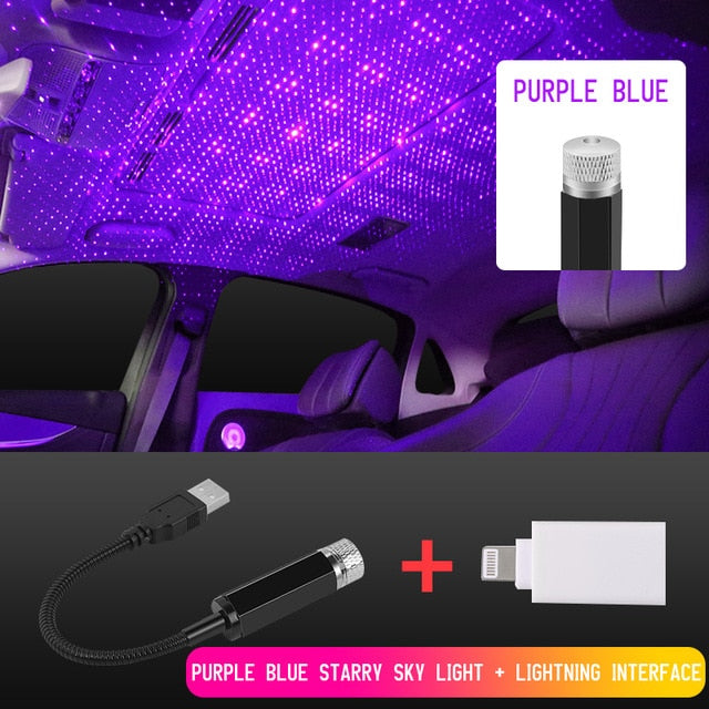 Car Roof Star Light Interior LED Starry Laser Atmosphere Ambient Projector USB Auto Decoration Night Home Decor Galaxy Lights
