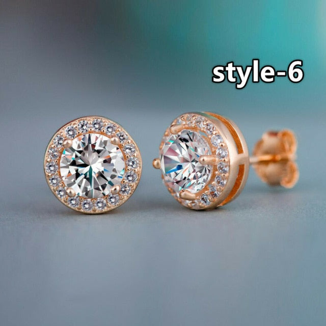 Huitan Fashion Geometric Women Stud Earrings Cubic Zirconia Wedding Party Daily Wearable Fashion Jewelry Hot Dropshipping