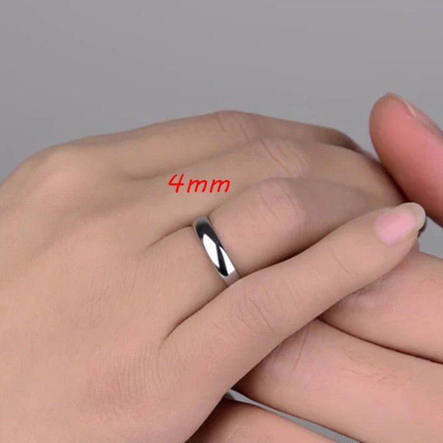 Letdiffery Smooth Stainless Steel Couple Rings Gold Simple 4MM Women Men Lovers Wedding Jewelry Engagement Gifts