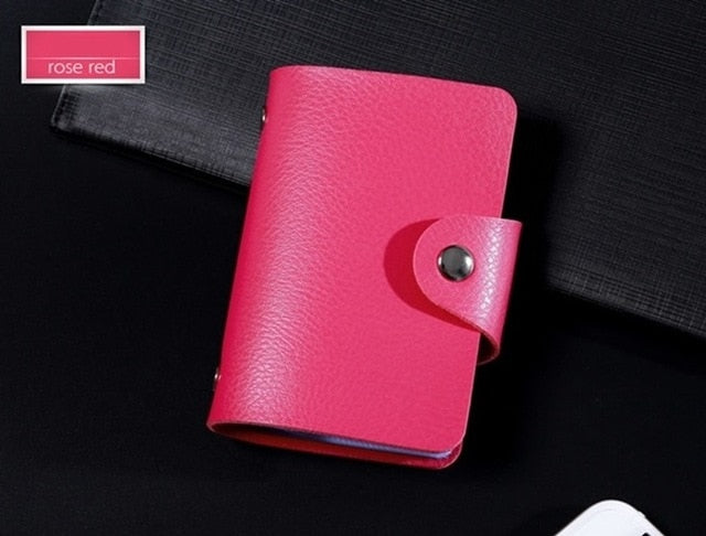 New PU Leather Function 24 Bits Card Case Business Card Holder Men Women Credit Passport Card Bag ID Passport Card Wallet H088