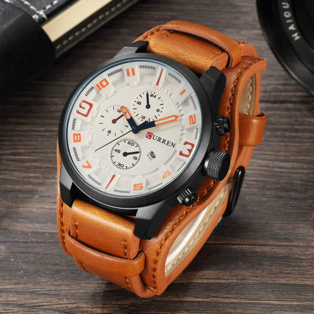 CURREN Top Brand Luxury Mens Watches Male Clocks Date Sport Military Clock Leather Strap Quartz Business Men Watch Gift 8225