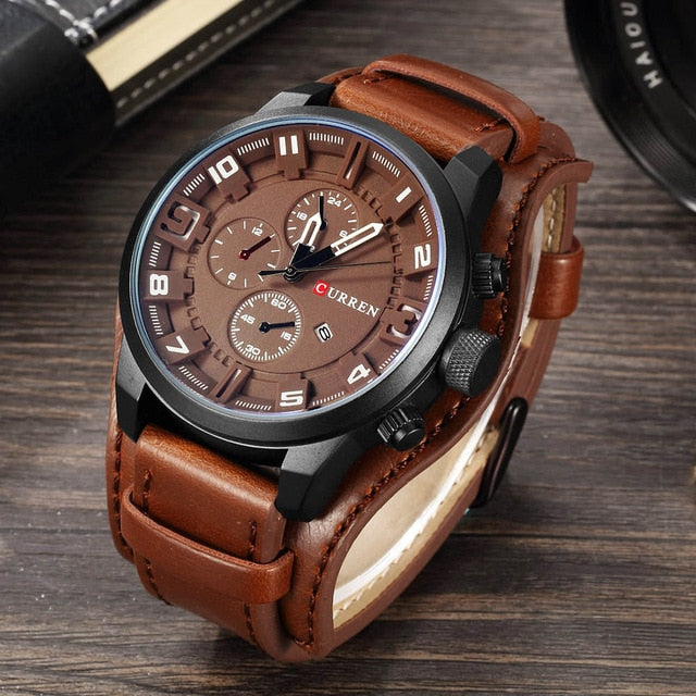 CURREN Top Brand Luxury Mens Watches Male Clocks Date Sport Military Clock Leather Strap Quartz Business Men Watch Gift 8225