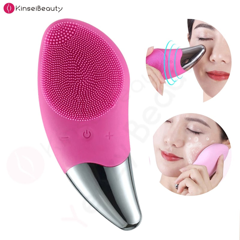 Mini Electric Facial Cleansing Brush Silicone Sonic Face Cleaner Deep Pore Cleaning Skin Massager Face Cleansing Brush Device