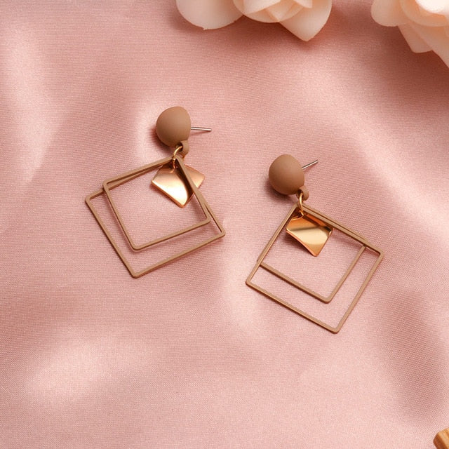 X&P New Fashion Round Dangle Drop Korean Earrings For Women Geometric Round Heart Gold Earring Wedding 2021 kolczyki Jewelry