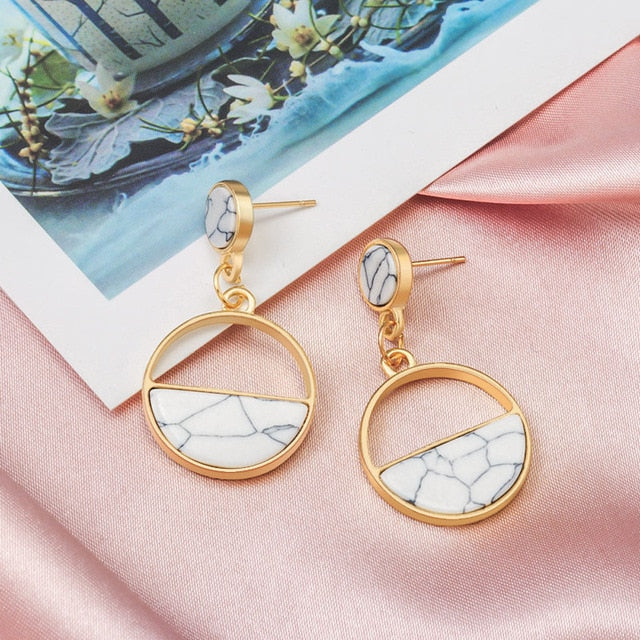 X&P New Fashion Round Dangle Drop Korean Earrings For Women Geometric Round Heart Gold Earring Wedding 2021 kolczyki Jewelry