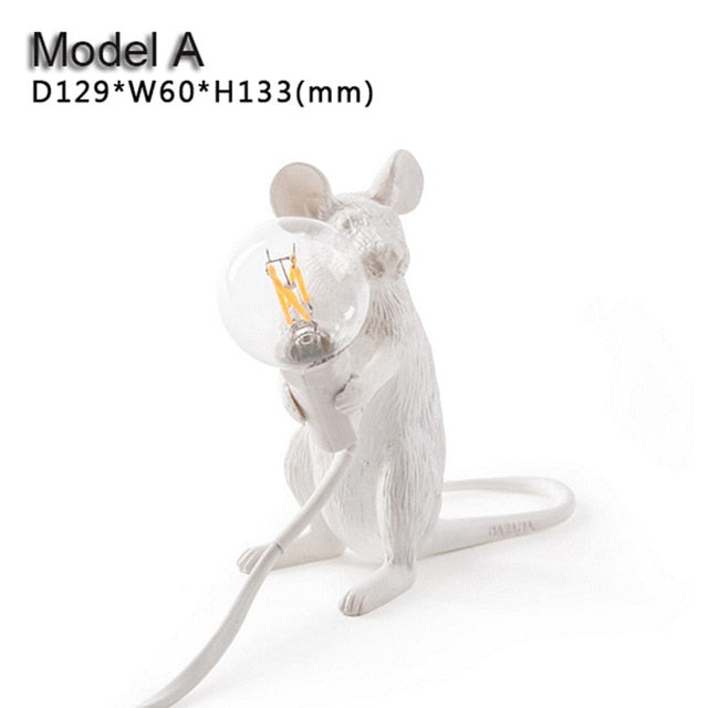 Postmodern Resin Animal Rat Mouse Table Lamp Small Mini Mouse Cute LED Night Lights Home Decor Desk Lights Seletti Bedside Lamp