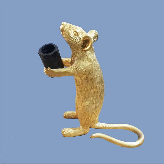 Postmodern Resin Animal Rat Mouse Table Lamp Small Mini Mouse Cute LED Night Lights Home Decor Desk Lights Seletti Bedside Lamp