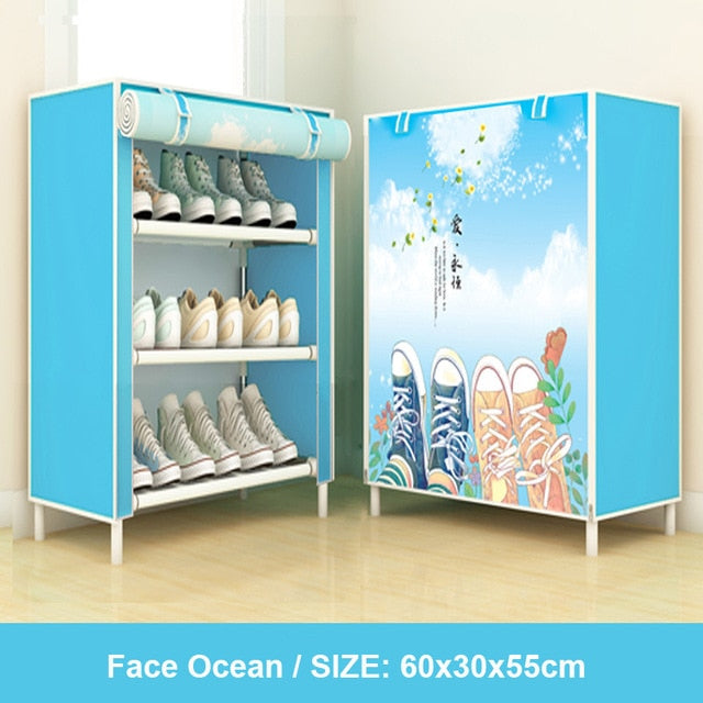 Multilayer Shoe Rack Detachable Dustproof Nonwoven Fabric Shoe Cabinet Home Standing Space-saving Stand Holder Shoes Organizer