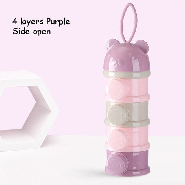 3 / 4 layers Bear Style Portable Baby Food Storage Box Essential Cereal Cartoon Infant Milk Powder Box Toddle Snacks Container