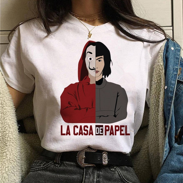 La Casa De Papel Tshirt Money Heist Tees TV Series T Shirt Women T Short Sleeve House of Paper Funny Female T-Shirt Tops