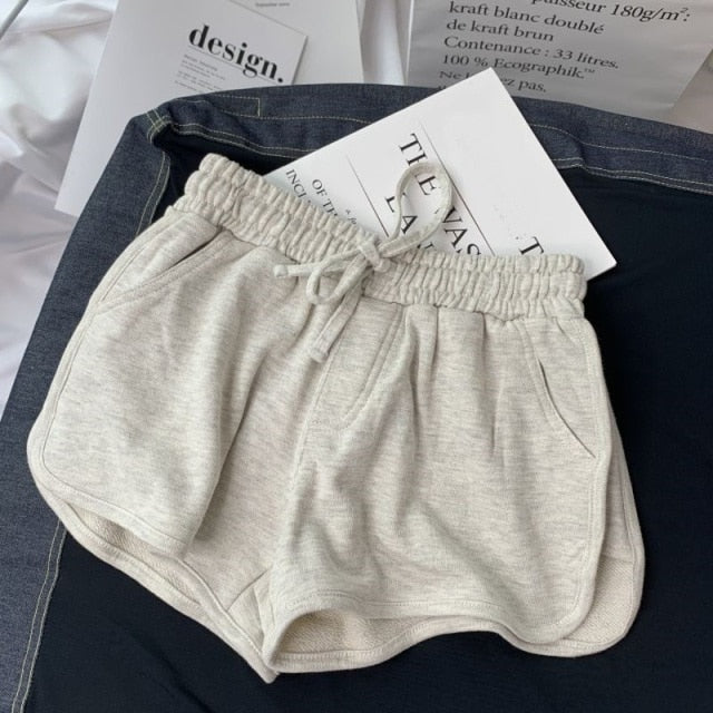 Summer Gray Shorts Women Fashion Ladies Elastic Waists Short Pants Girl Casual Cotton Shorts Black Home Shorts For Female S-XL