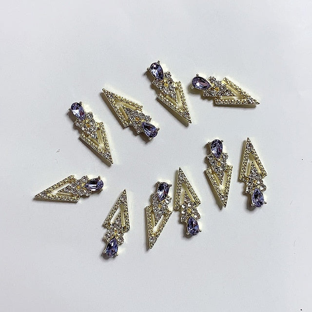 10Pcs K Gold Luxury AB diamond  triangle 3D Nail Art Decorations Nails Rhinestones Nail Supplies Charms Stone 2020 New Arrival