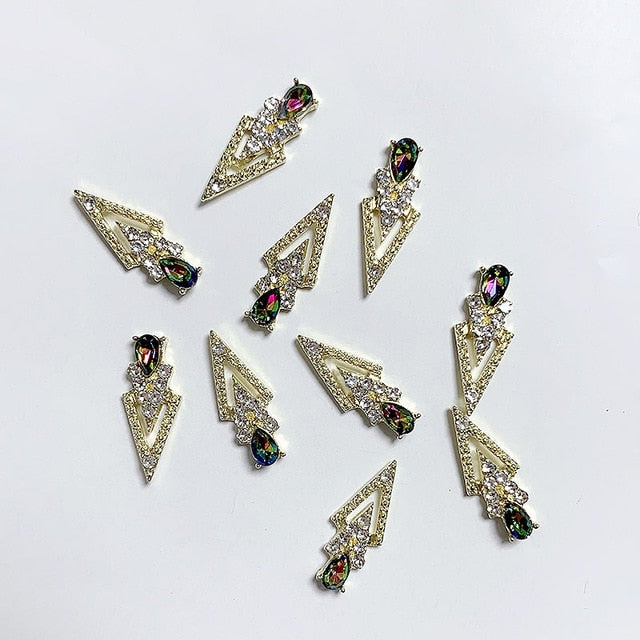 10Pcs K Gold Luxury AB diamond  triangle 3D Nail Art Decorations Nails Rhinestones Nail Supplies Charms Stone 2020 New Arrival