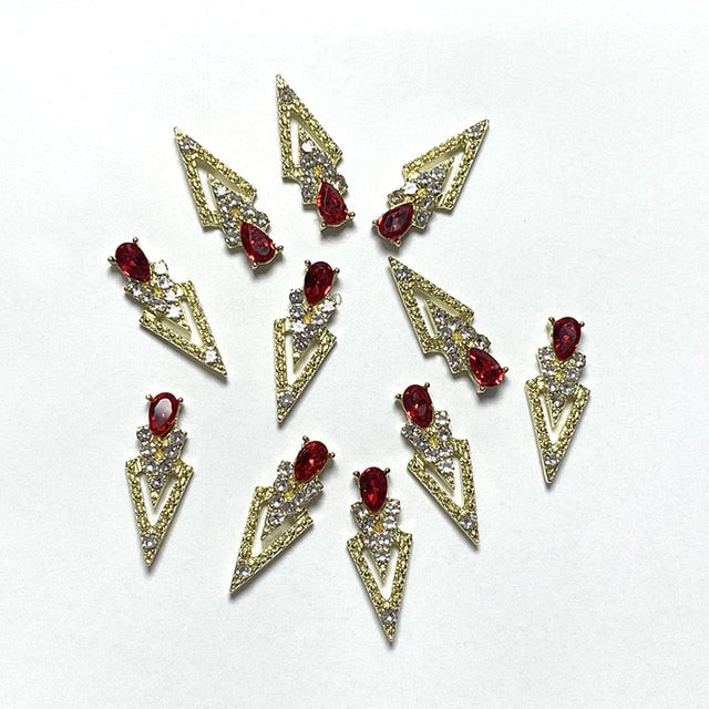 10Pcs K Gold Luxury AB diamond  triangle 3D Nail Art Decorations Nails Rhinestones Nail Supplies Charms Stone 2020 New Arrival