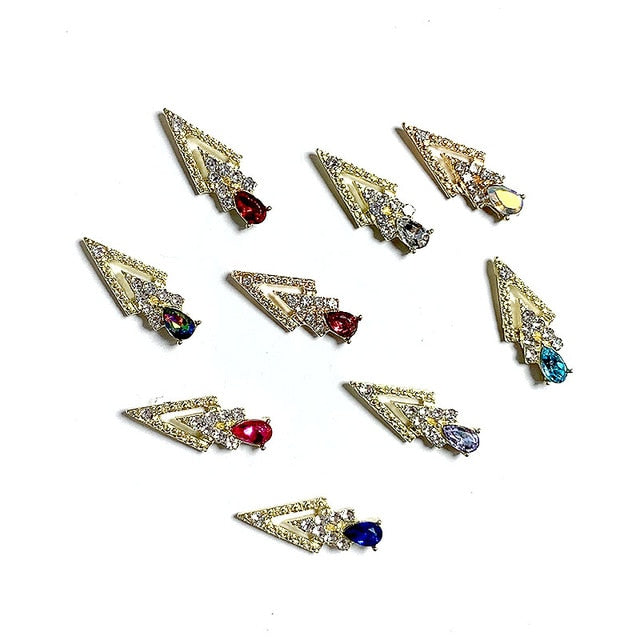 10Pcs K Gold Luxury AB diamond  triangle 3D Nail Art Decorations Nails Rhinestones Nail Supplies Charms Stone 2020 New Arrival