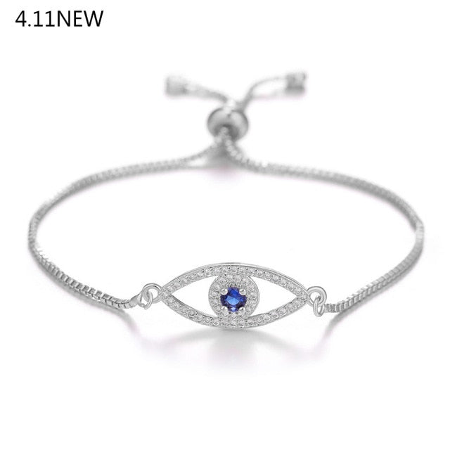 JUWANG Turkish Blue Evil Eye Charm Link Bracelets For Women Vintage Fatima Hand Chain Bracelet Fashion DIY Jewelry ojo turco