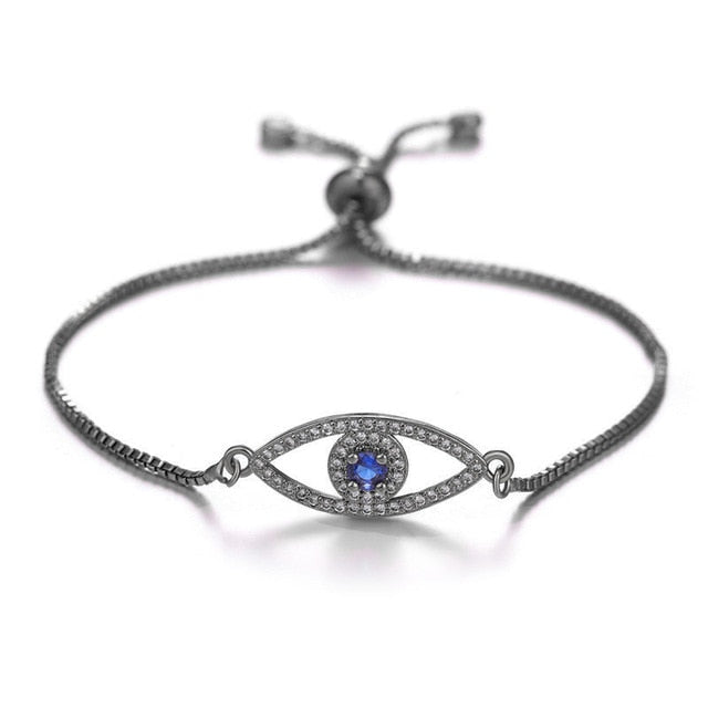 JUWANG Turkish Blue Evil Eye Charm Link Bracelets For Women Vintage Fatima Hand Chain Bracelet Fashion DIY Jewelry ojo turco