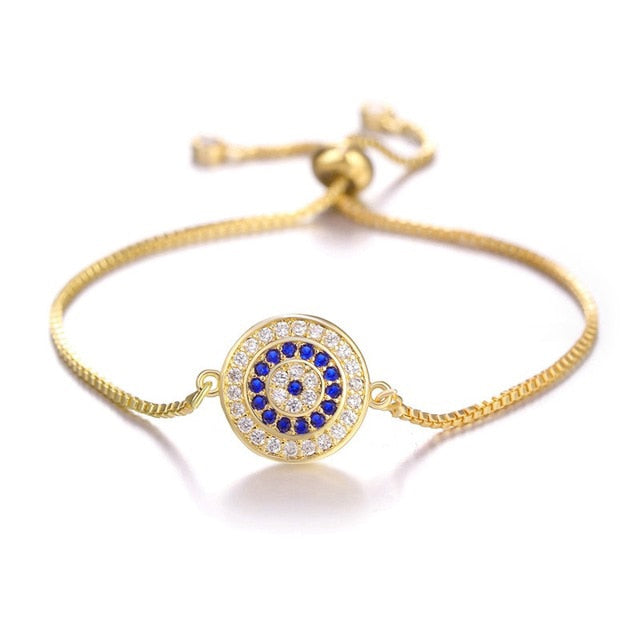 JUWANG Turkish Blue Evil Eye Charm Link Bracelets For Women Vintage Fatima Hand Chain Bracelet Fashion DIY Jewelry ojo turco