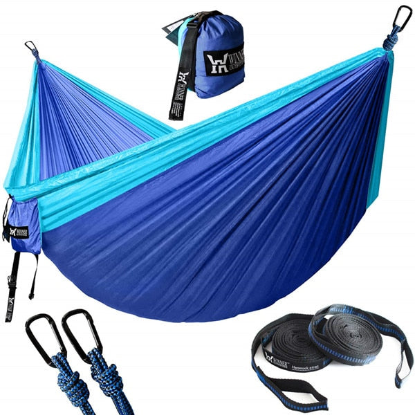 Portable Hammock Double Person Nylon Camping Hammock Survival Garden Hanging Sleeping Chair Travel Furniture Parachute Hammocks