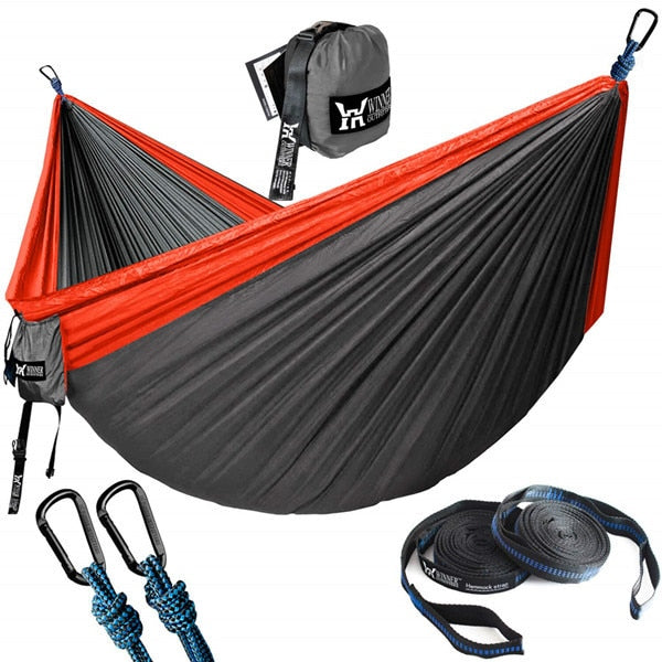 Portable Hammock Double Person Nylon Camping Hammock Survival Garden Hanging Sleeping Chair Travel Furniture Parachute Hammocks