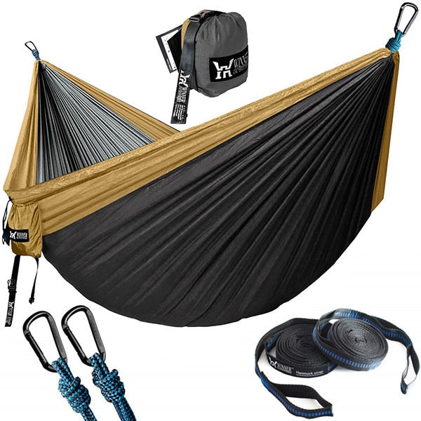 Portable Hammock Double Person Nylon Camping Hammock Survival Garden Hanging Sleeping Chair Travel Furniture Parachute Hammocks