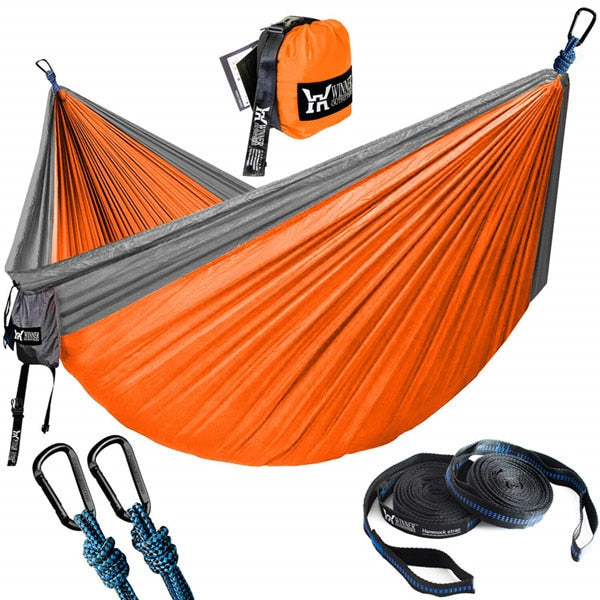 Portable Hammock Double Person Nylon Camping Hammock Survival Garden Hanging Sleeping Chair Travel Furniture Parachute Hammocks