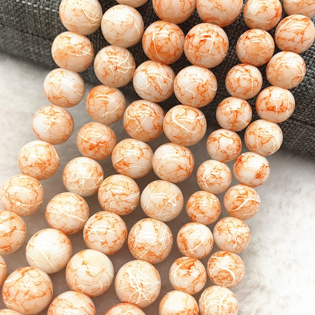 Wholesale 4/6/8/10mm Glass Beads Round Loose Spacer Beads Pattern For Jewelry Making DIY Bracelet Necklace