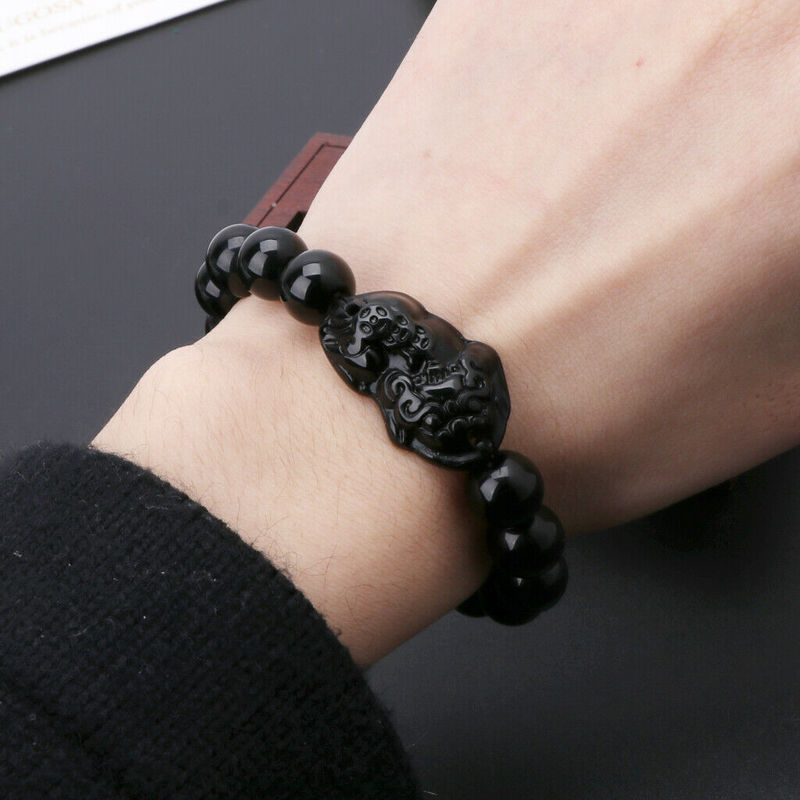1pc Feng Shui  Pi Xiu Bracelet Attract Wealth and Good Luck Obsidian Stone Wealth Bracelet