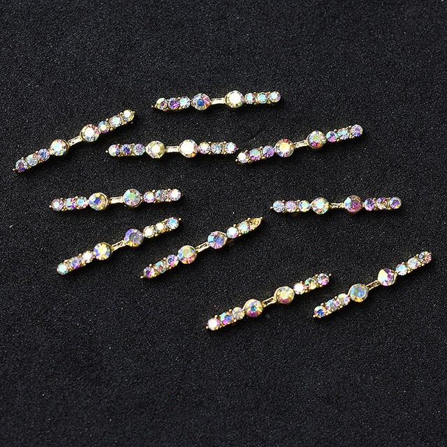 10pcs Gold 3D Simple Charm Crystal Japan Nail Rhinestone Alloy Nail Art Decorations Glitter DIY Nails Accessories Supplies HOT