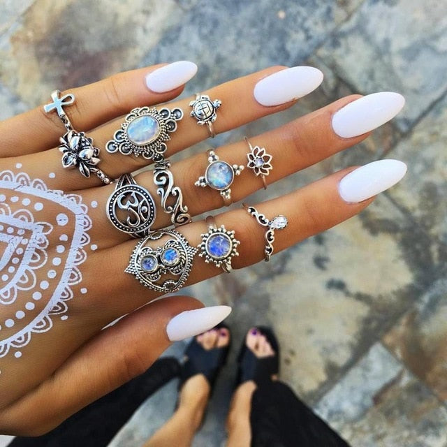 30 Styles Trendy Boho Midi Knuckle Ring Set For Women Crystal Geometric Finger Rings Fashion Bohemian Jewelry