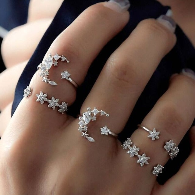 30 Styles Trendy Boho Midi Knuckle Ring Set For Women Crystal Geometric Finger Rings Fashion Bohemian Jewelry