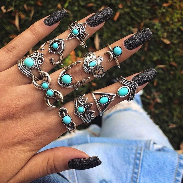 30 Styles Trendy Boho Midi Knuckle Ring Set For Women Crystal Geometric Finger Rings Fashion Bohemian Jewelry