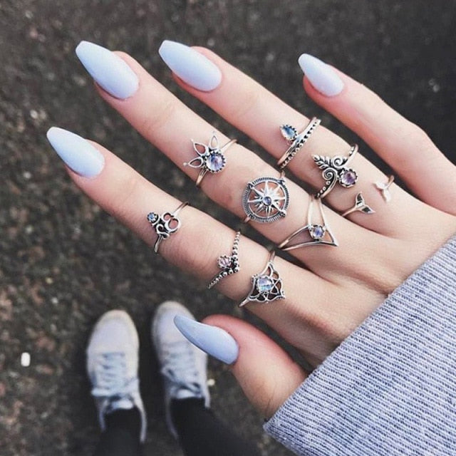 30 Styles Trendy Boho Midi Knuckle Ring Set For Women Crystal Geometric Finger Rings Fashion Bohemian Jewelry