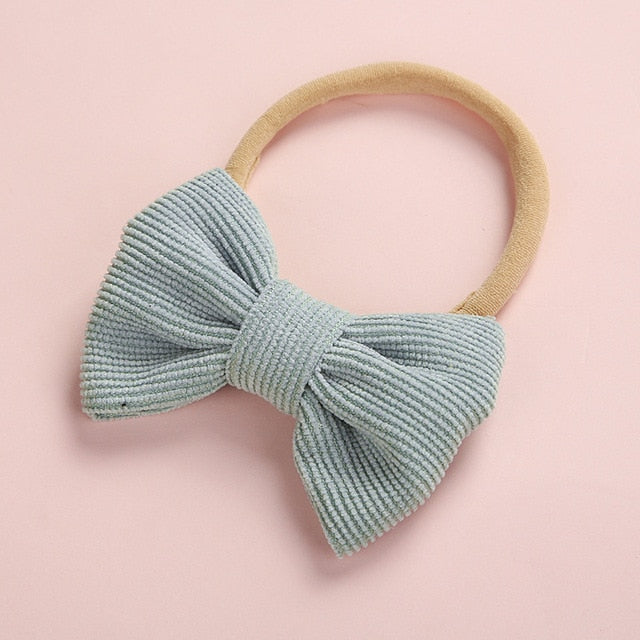 Baby Headband Bow Headbands For Girl Corduroy Head Band Thin Nylon Hairband Newborn Kids Toddler Hair Accessories Spring Summer