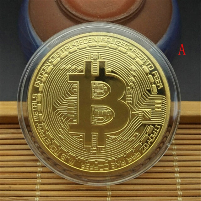 Gold/Silver Plated Bitcoin Collectible BTC Coin Pirate Treasure Props Toys For Halloween Party