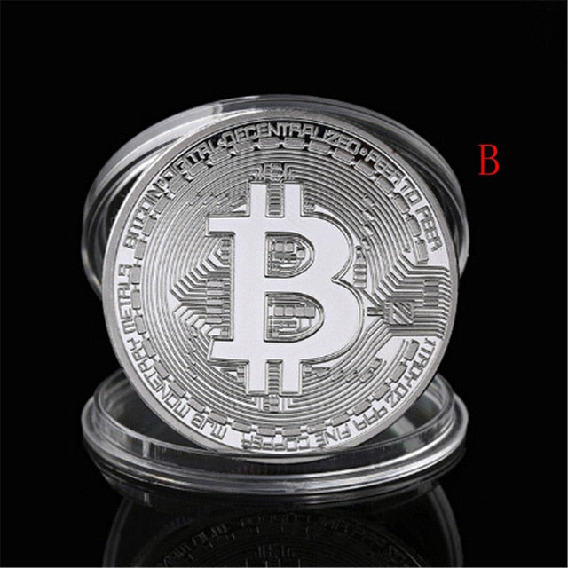 Gold/Silver Plated Bitcoin Collectible BTC Coin Pirate Treasure Props Toys For Halloween Party