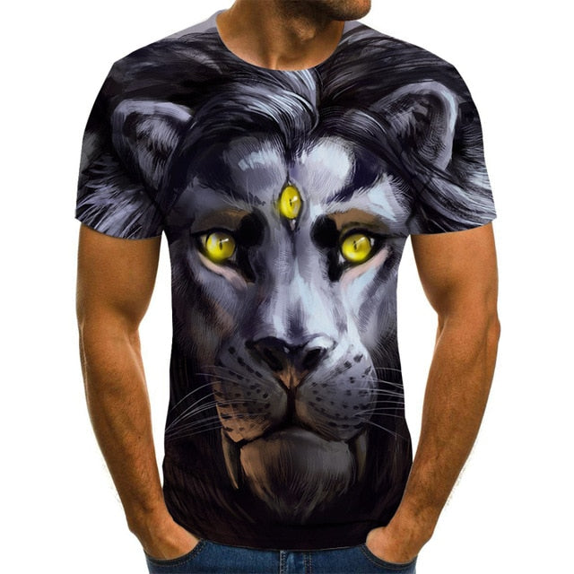 Fun animal graphic T-shirt 3D printed Harajuku tops Summer men's T-shirt casual round neck shirt fashion streetwear