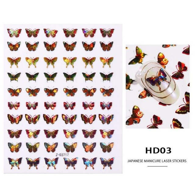 1/30 Sheets Nail Art Stickers Transfer Decals Butterfly Designs Watermark Manicure Tips Decorations Supplies