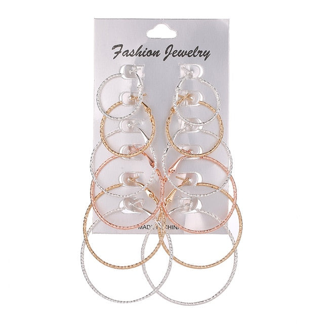 6 Pairs/set 2020 New Fashion Round Circle Hoop Earrings Set For Women Girl Punk Style Brincos Round Earrings Party Jewelry Gift