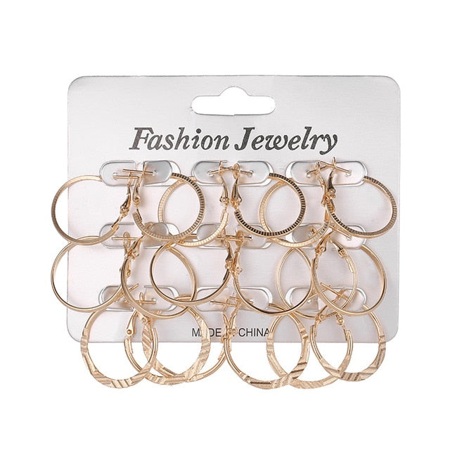 6 Pairs/set 2020 New Fashion Round Circle Hoop Earrings Set For Women Girl Punk Style Brincos Round Earrings Party Jewelry Gift